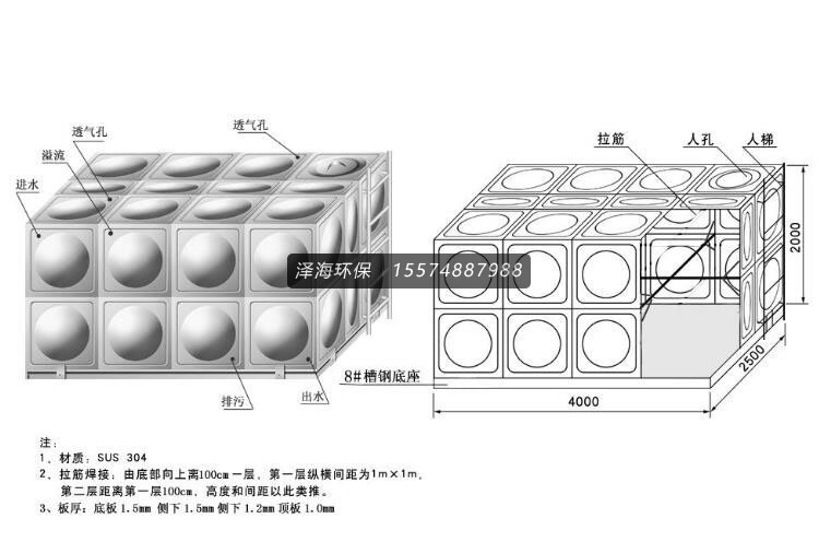 不銹鋼水箱剖視圖